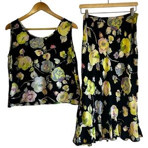 Vintage skirt and top matching coordinated set 90s floral excellent condition